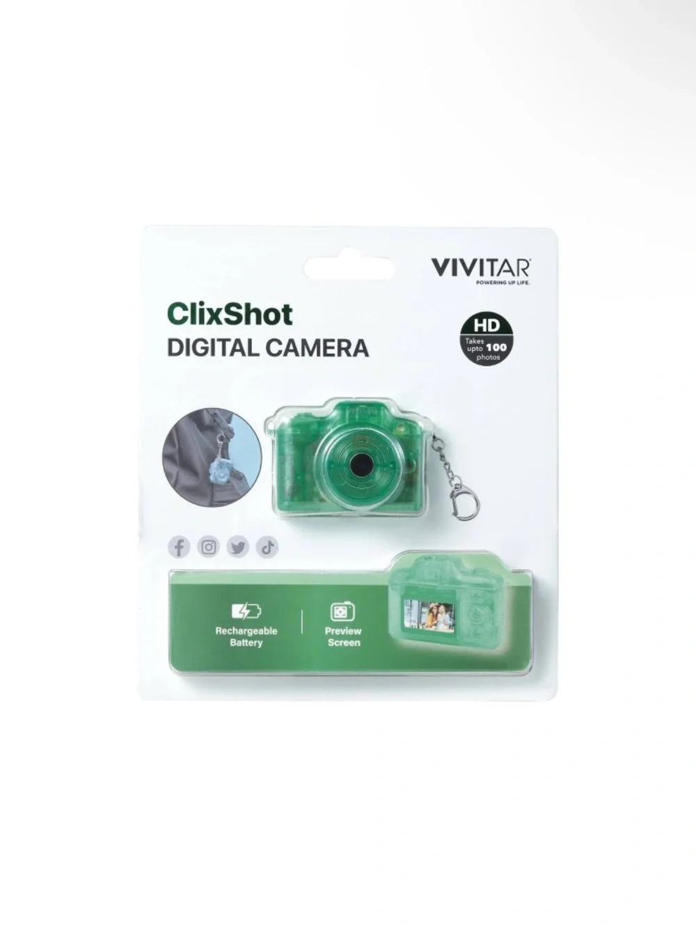 Vivitar ClixShot Mini Digital Camera Keychain - Green